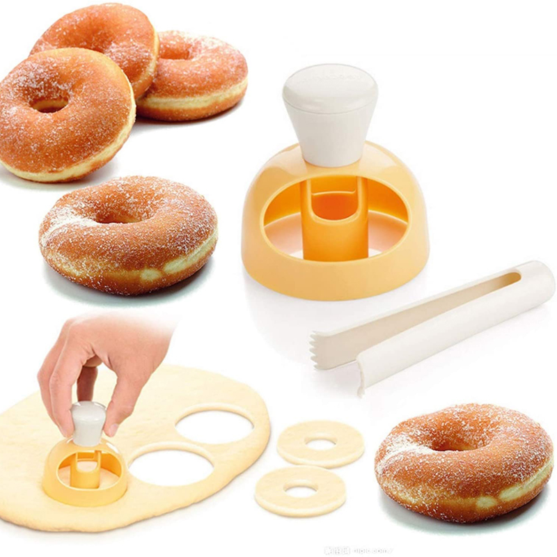 JOSMOMO Tự làm bánh donut Khuôn làm bánh Dụng cụ trang trí Món tráng miệng Bánh mì Cắt bánh quy Dụng cụ làm bánh Dụng cụ nhà bếp