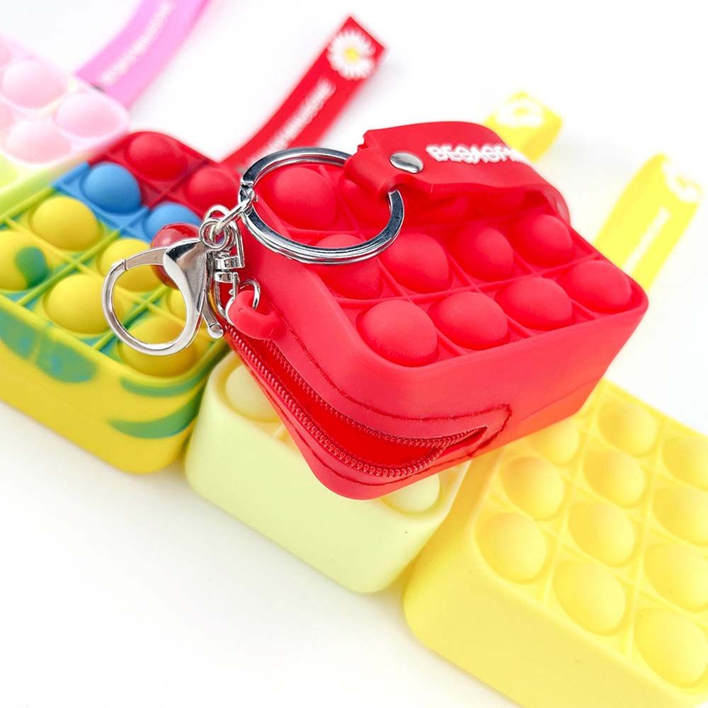 Ví Silicone Dẻo Bóp Giảm Stress Nhiều Màu Sắc Có Móc Khóa