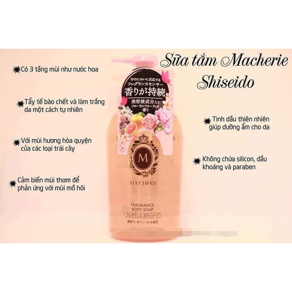 Sữa tắm trắng da Shesido Macherie 450ml sữa tắm cấp ẩm làm mịn da Shesido