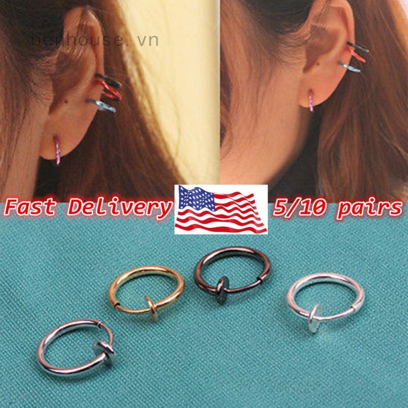 Khuyên cơ thể hình tròn dạng kẹp cá tính cho nam nữ