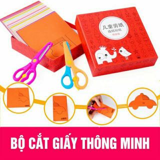 Bộ cắt giấy thủ công 240 tờ kèm 2 kéo giúp bé sáng tạo