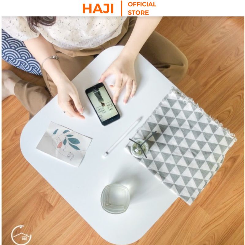 Bàn trà ngồi bệt hình vuông cạnh bo tròn tinh tế thương hiệu HAJI A75
