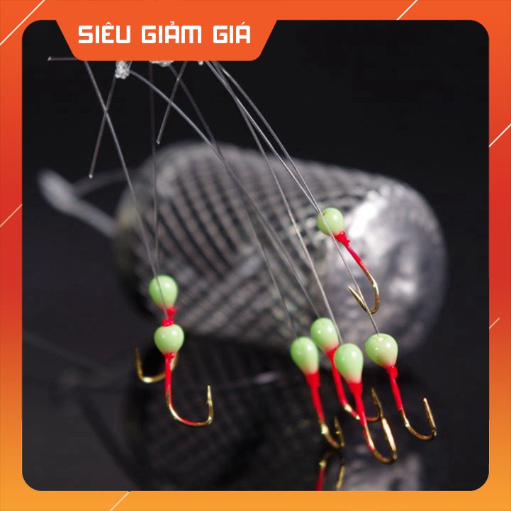 Bộ thẻo 7 lưỡi câu cá mương, hồ siêu nhạy có rọ sắt - Đồ câu Ngọc Hải