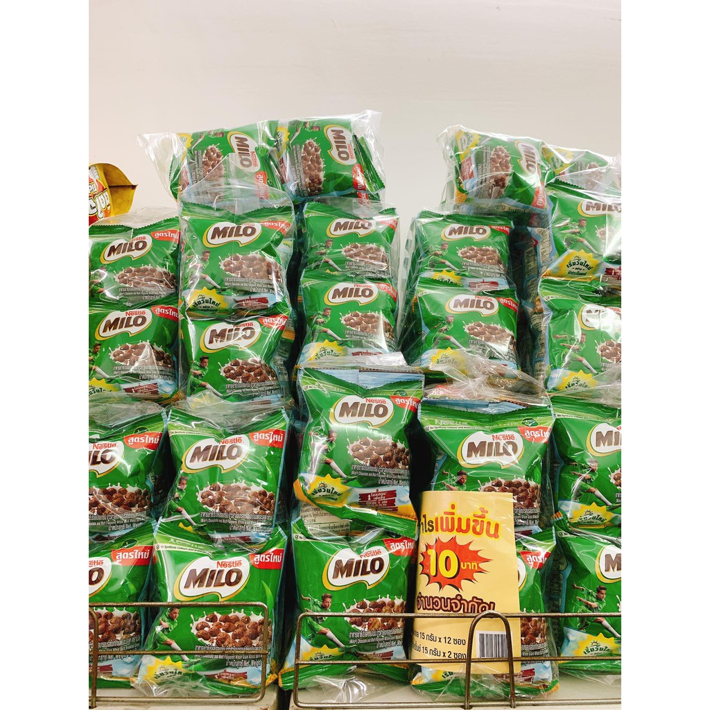 Combo 12 gói ngũ cốc dinh dưỡng Milo Thái Lan mỗi gói 15g.