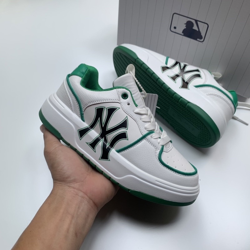 Giày MLB liner 2022 xanh bản trung tăng chiều cao.Tặng hộp,tất,lọ tẩy