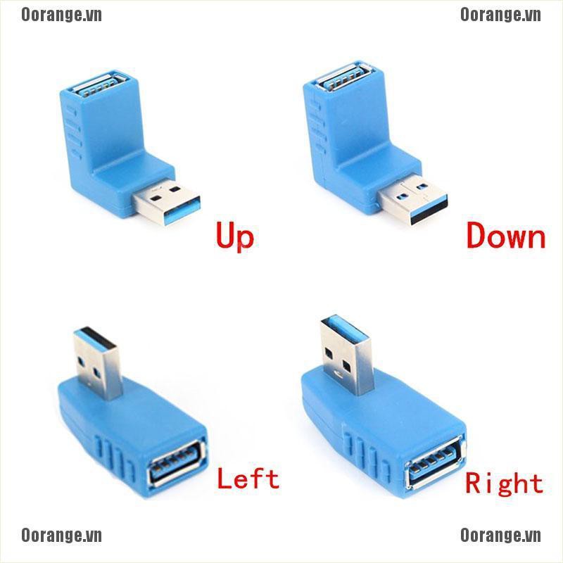 Đầu sạc chuyển đổi USB 3.0 A đực sang cái thiết kế gập 90 độ màu xanh da trời