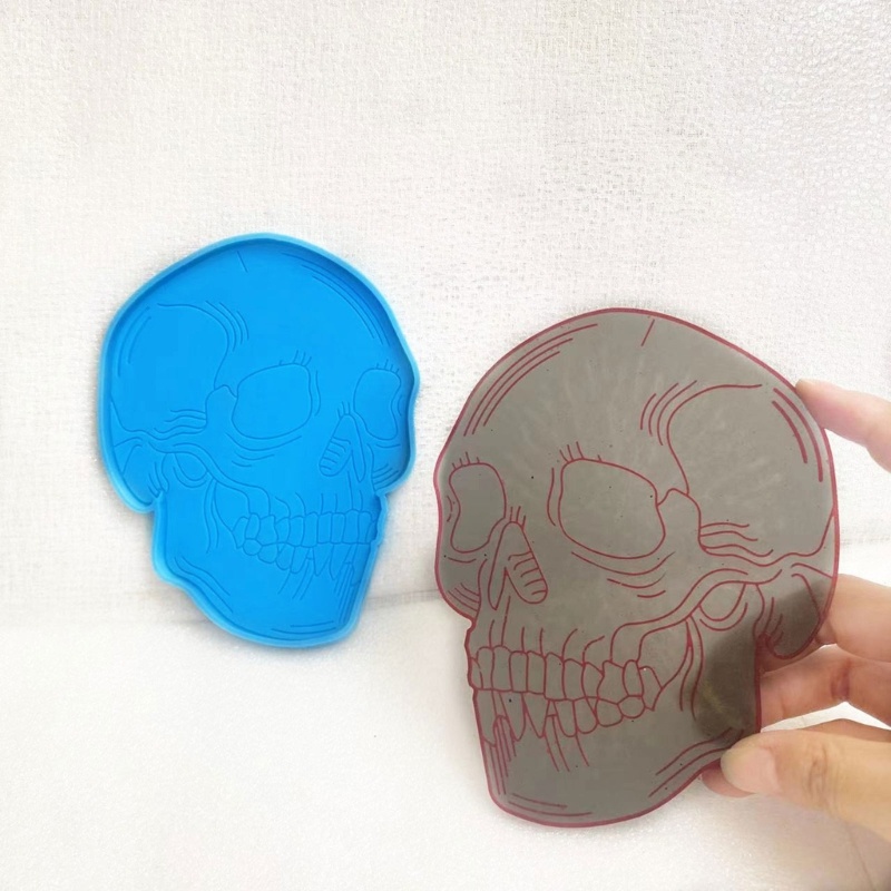 Khuôn Silicone Làm Đế Lót Ly Thủy Tinh Hình Đầu Lâu Độc Đáo DIY