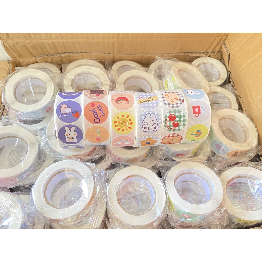 Cuộn 500 Tem cảm ơn thank you trang trí niêm phong bán hàng