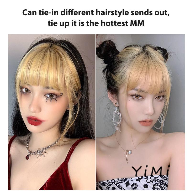 Tóc mái bằng giả nhuộm tông vàng thời trang