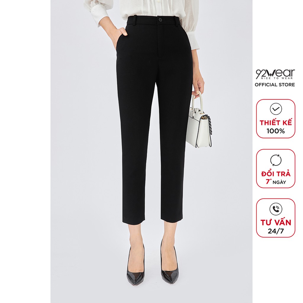 Quần tây nữ công sở 92WEAR ống bó kiểu dáng đơn giản, thanh lịch QOA1698