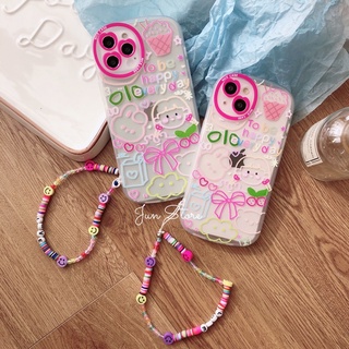 Ốp lưng silicon in hình kèm dây đeo handmade