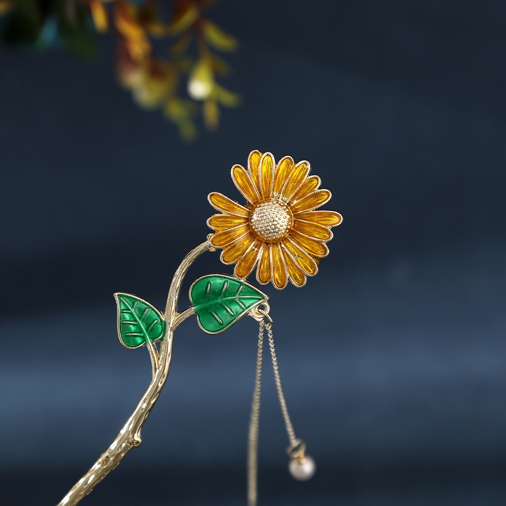 Trâm cài tóc Haimeikang kim loại hình cành hoa thời trang cho nữ