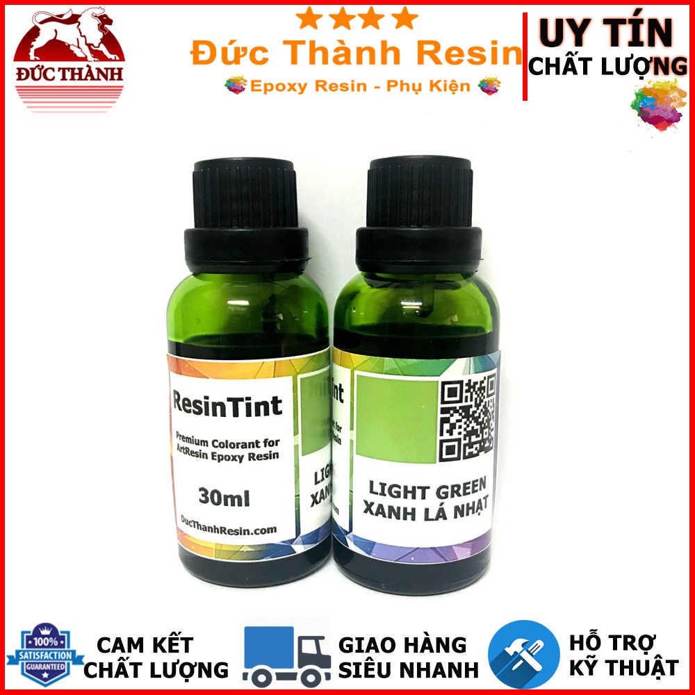 Màu trong suốt xuyên thấu pha Epoxy Resin - Màu hiệu ứng kính - LIGHT GREEN Xanh Lá Nhạt - 30ml ducthanhauto