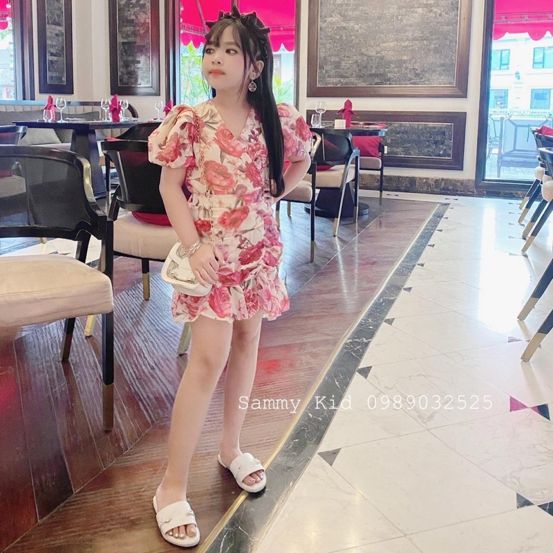 Set váy hoa Mẫu Đơn cho bé gái 16-40kg nữ tính sang chảnh