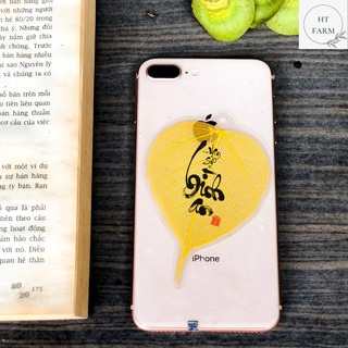 Lá Bồ Đề thư pháp chữ Vạn sự Bình an (Cầu Bình An – Tài Lộc – May mắn, Ốp điện thoại, Hàng loại 1)