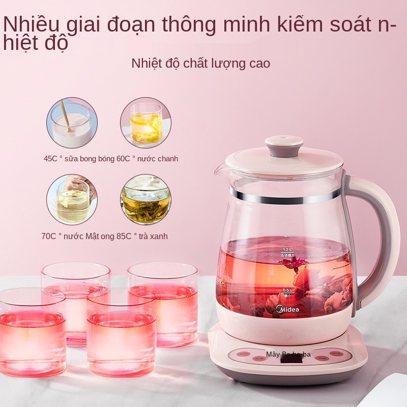 Midea health pot gia dụng đa chức năng máy pha trà công suất lớn văn phòng ấm đun nước điện thủy tinh nhỏ sức khỏe