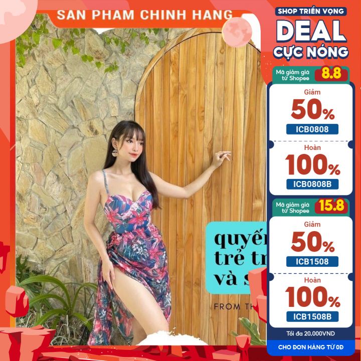 Đồ bơi nữ liền thân - Bikini đi biển họa tiết rừng nhiệt đới độc đáo MSP77850