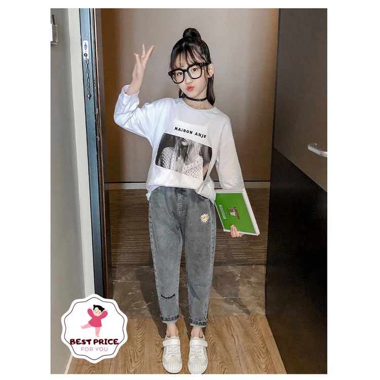 Quần bò big size bé gái lớn 10 tuổi (3 - 12 tuổi☑️ Quần jean bé gái mập☑️ Thời trang bé 35kg, 40kg, 45kg
