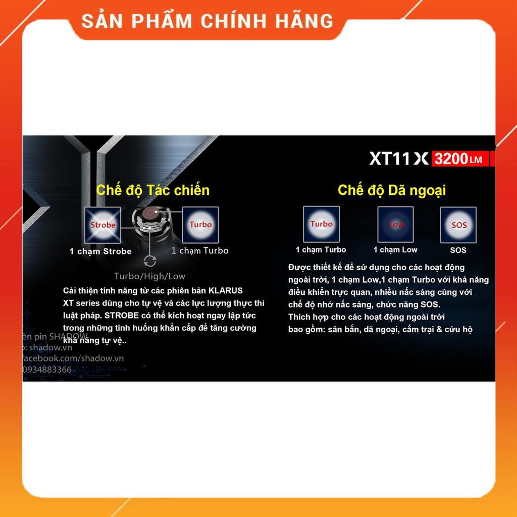 [BH 5 NĂM] Đèn pin và đèn sạc KLARUS XT11X - Độ sáng 3200lm chiếu xa 283m công tắc tác chiến đuôi sạc USB