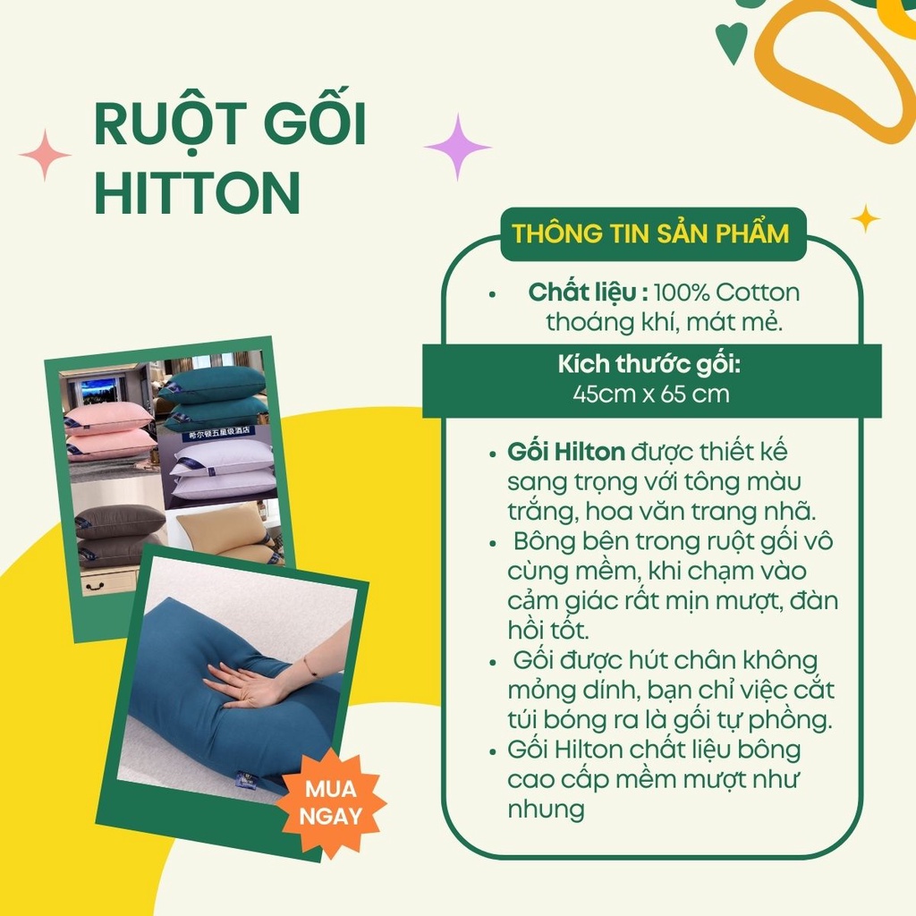 Ruột gối nằm hilton, ruột gối nằm 45x65cm An Như Bedding