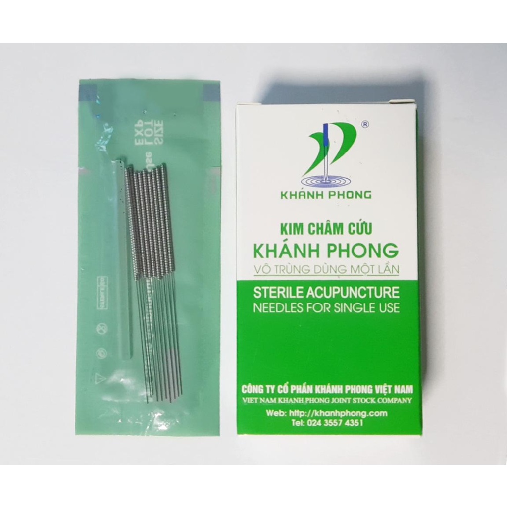 Kim châm cứu Khánh Phong túi 10 vô trùng dùng 1 lần - Hộp 100 kim