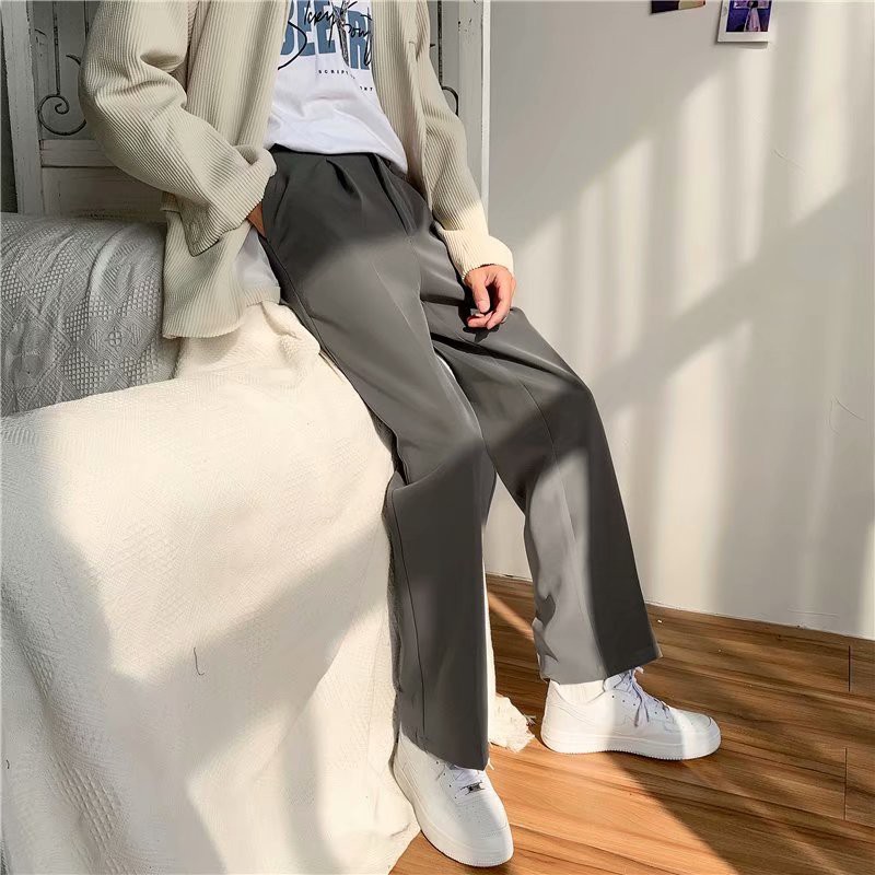 Quần Dài Ống Rộng Lưng Thun Phong Cách Hàn Quốc 3 Màu Sắc Thời Trang Unisex