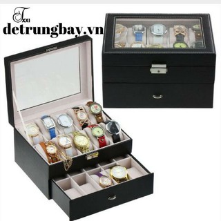 HỘP ĐỰNG ĐỒNG HỒ 20 CHIẾC BẰNG DA 2 TẦNG