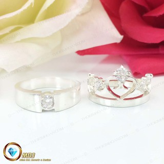 Nhẫn đôi bạc vương miện - MDJ