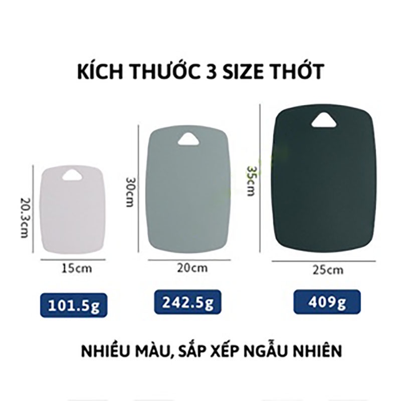 Set 3 thớt kháng khuẩn cao cấp chống trơn trượt mặt cứng tốt thái băm nhựa lúa mạch chống mốc