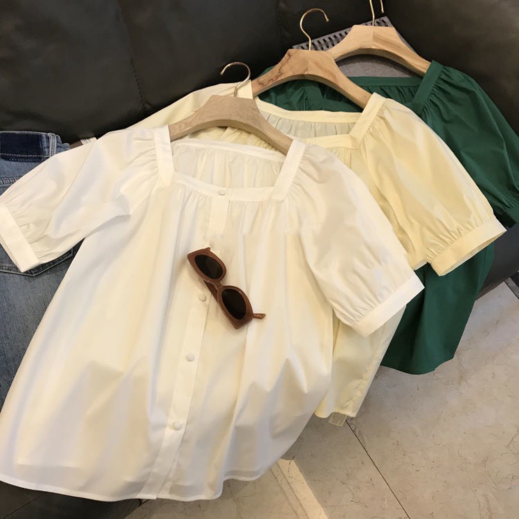 áo sơ mi tay ngắn cổ vuông cao cấp bigsize ( thời trang vickyy.g- anitagreen) n47-822