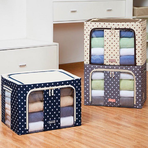 [FREESHIP] Tủ đựng quần áo, chăn màn bằng vải chống thấm nước khung thép 50x40x33cm (66L)