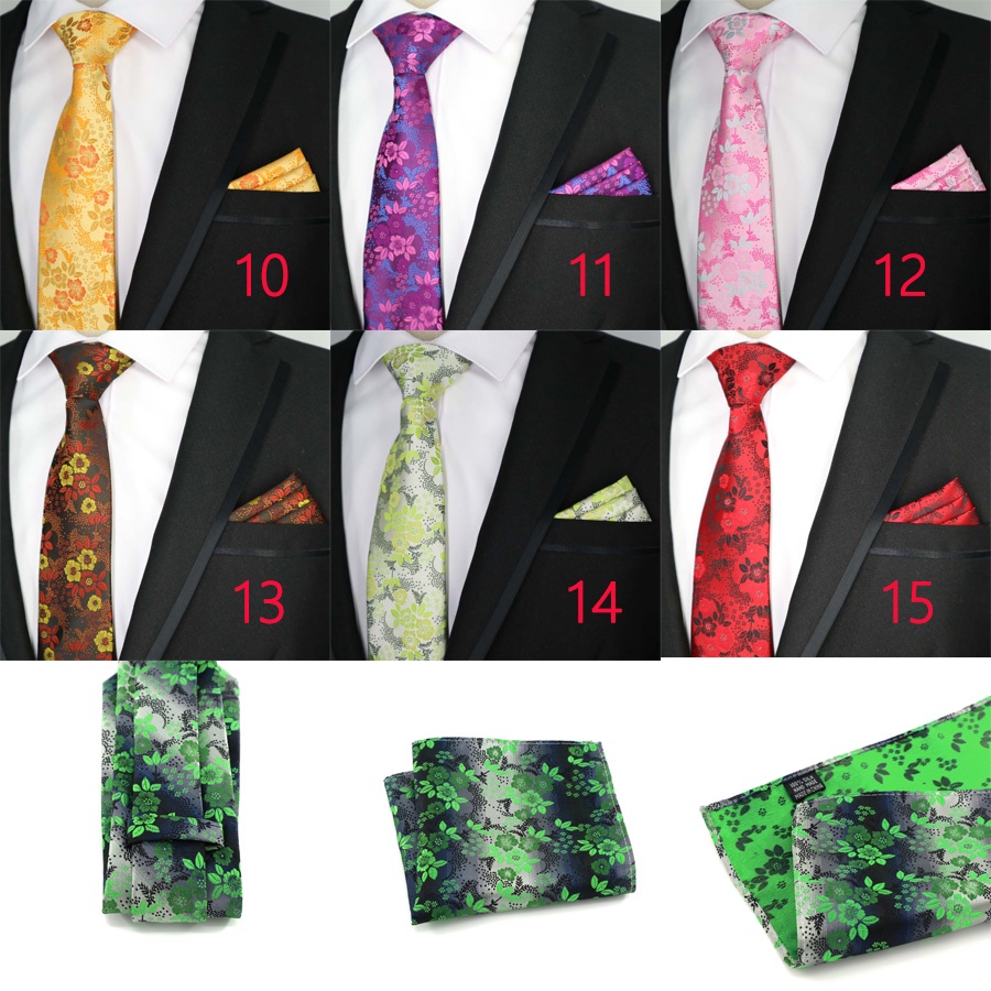 Bộ Cà Vạt Và Khăn Tay 100% Lụa In Hoa Thời Trang Công Sở Cho Nam