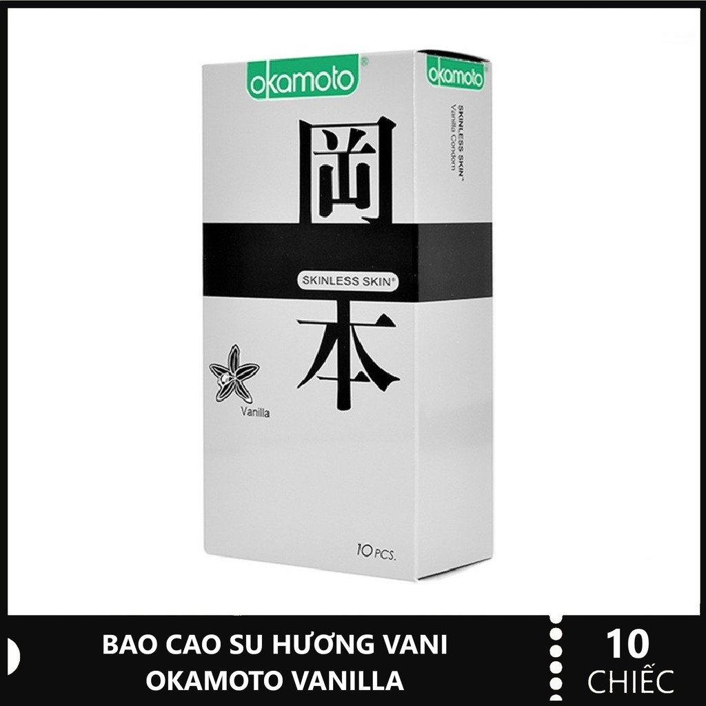 Bao Cao su siêu mỏng hộp 10 chiếc Okamoto hương Vanilla