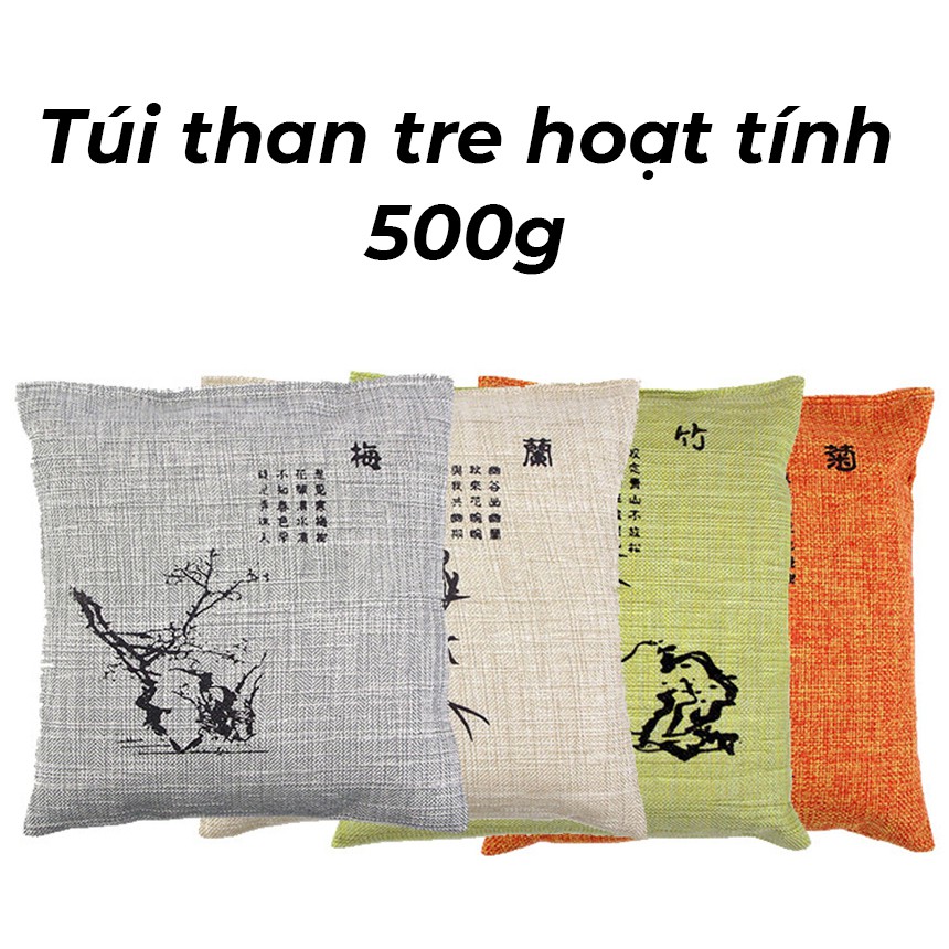 Túi Than Tre Hoạt Tính Hút Độc 500g,Hút Mùi, Khí Độc Cho Ô Tô,Tủ Lạnh, Phòng Ngủ Làm Từ 100% Than Tre An Toàn Sức Khoẻẻ