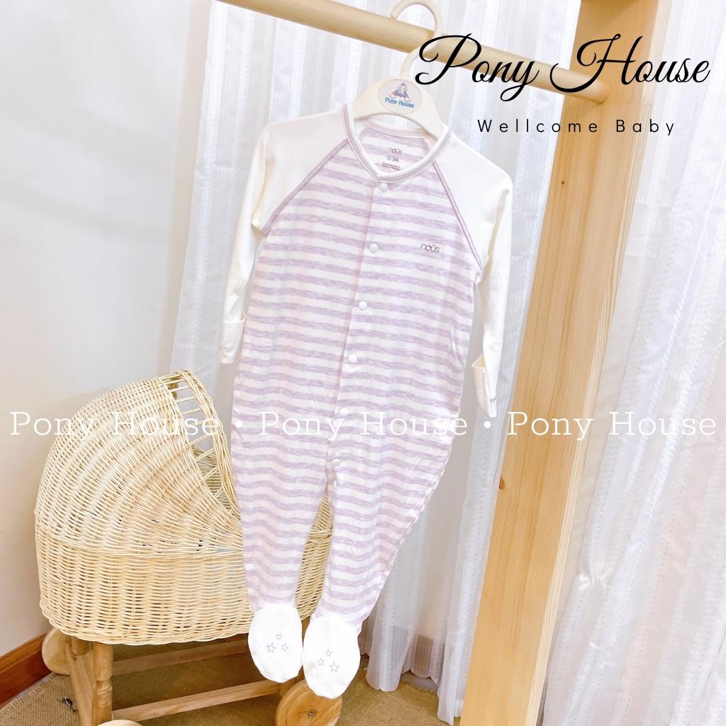 Body Liền Tất Nous Petit Xanh Hồng Kẻ Sọc - Bộ Liền Cho Bé Trai Bé Gái Sơ Sinh (Size 0-3M Đến 3-6M)