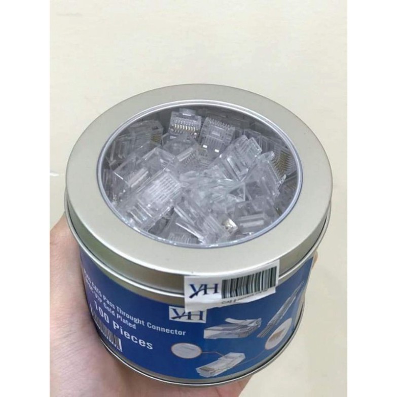 COMBO 100 hạt mạng xuyên thấu CAT 6 đựng trong hộp thiếc | BigBuy360 - bigbuy360.vn