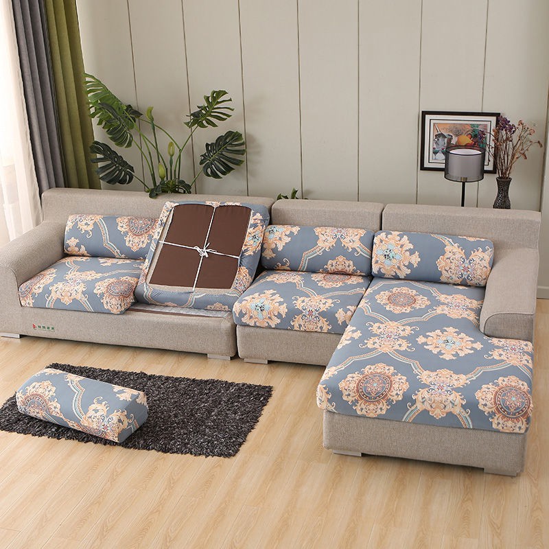 Vỏ Bọc Đệm Ghế Sofa Gỗ Đàn Hồi Chống Trượt Màu Trơn Đơn Giản