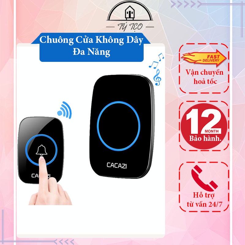Chuông Cửa Không Dây Cacazi Đa Năng, Chuông Gọi, Loại Chống Nước - Khoảng cách 300m - CCKD - Gia Dụng Tý Tẹo