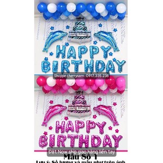 Bộ chữ HAPPY BIRTHDAY Cá Heo tặng Bơm Bóng y hình