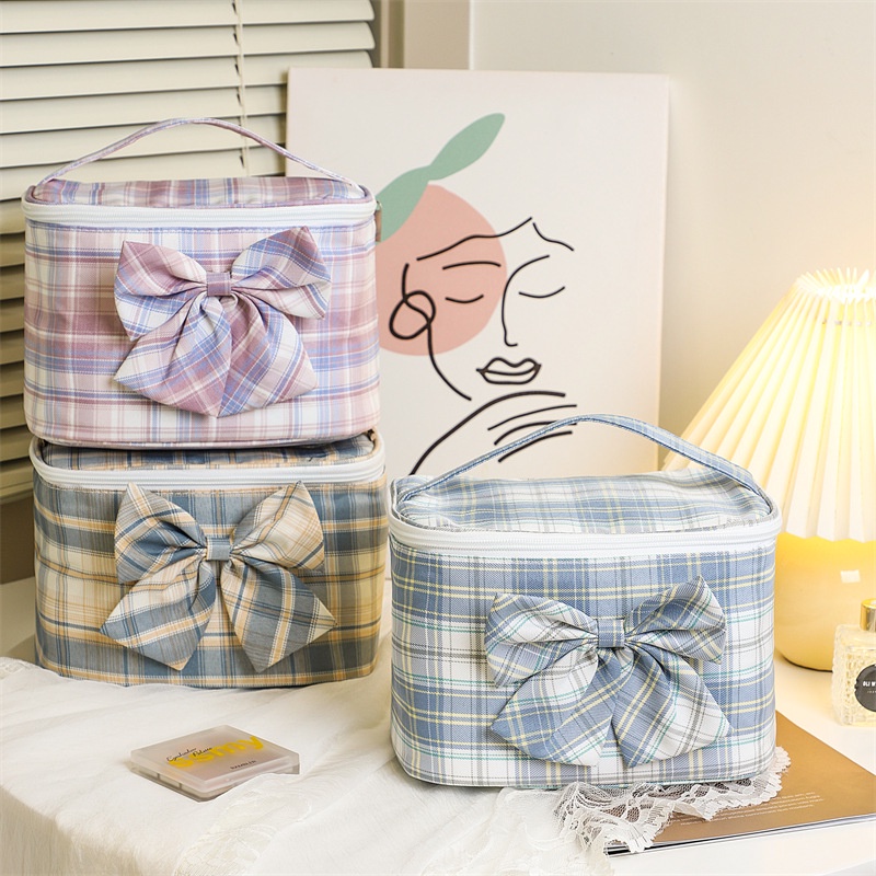 Túi Đựng Mỹ Phẩm Trang Điểm Đa Năng Phối Nơ Dễ Thương