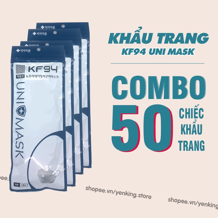 50 Chiếc Khẩu Trang 4 Lớp KF94 UNI MASK Chống Bụi Mịn Và Kháng Khuẩn Hàng Cao Cấp.