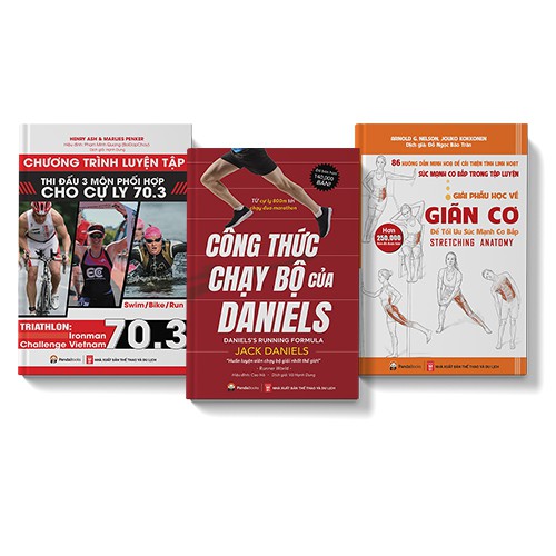Sách - COMBO 3 CUỐN: Công thức chạy bộ Daniels + Giải phẫu học giãn cơ + Chương trình tập luyện 70.3