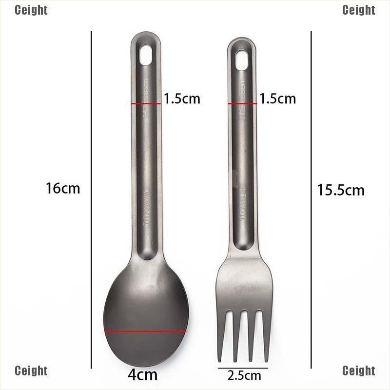 Bộ muỗng nĩa bằng titan dùng khi cắm trại / dã ngoại