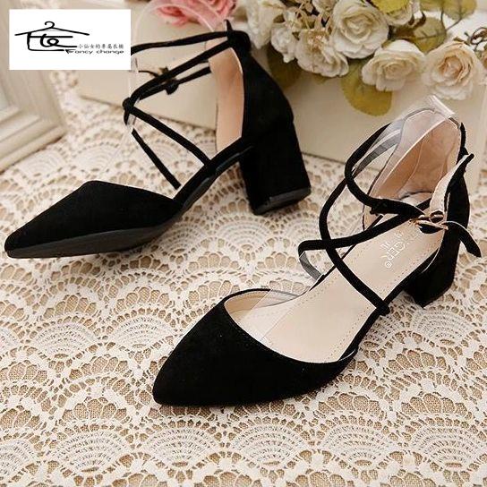 Giày Cao Gót Đế Dày Quai Chéo Thời Trang Mùa Hè Hàng Mới Dành Cho Bạn Nữ