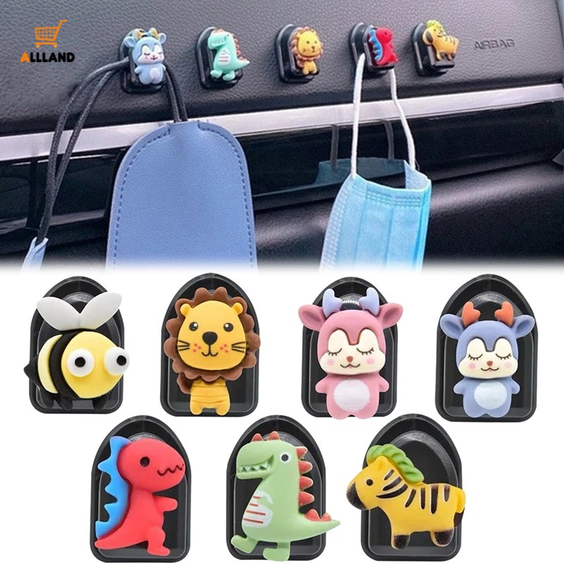 Set 2 Móc Treo Đồ Mini Tự Dính Gắn Sau Ghế Xe Hơi Hình Hoạt Hình