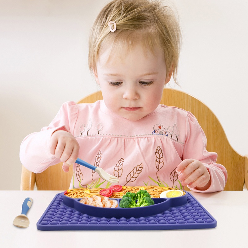 Haha Bộ Đĩa Ăn Chia Ngăn Bằng Silicone Không BPA An Toàn Cho Bé Có Thể Dùng Trong Lò Vi Sóng