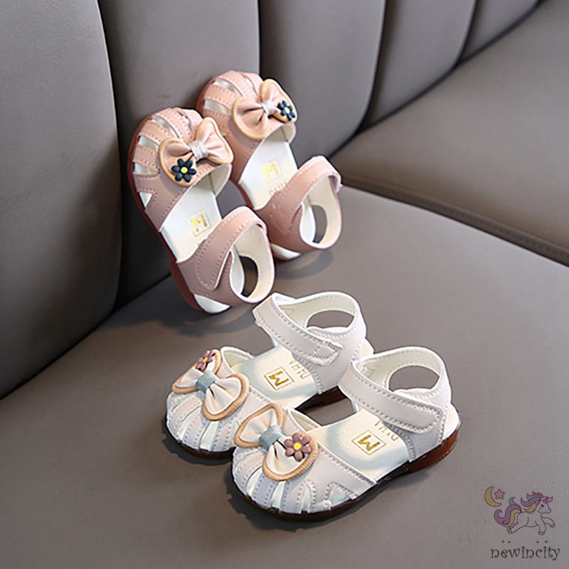 Giày sandal chống trượt đính nơ/hoa thời trang mùa hè cho bé gái
