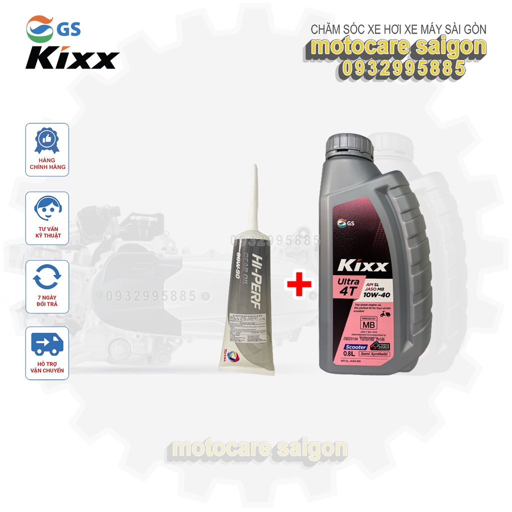 Combo Nhớt xe tay ga Kixx scooter API SL 10W40 800ml và nhớt lap