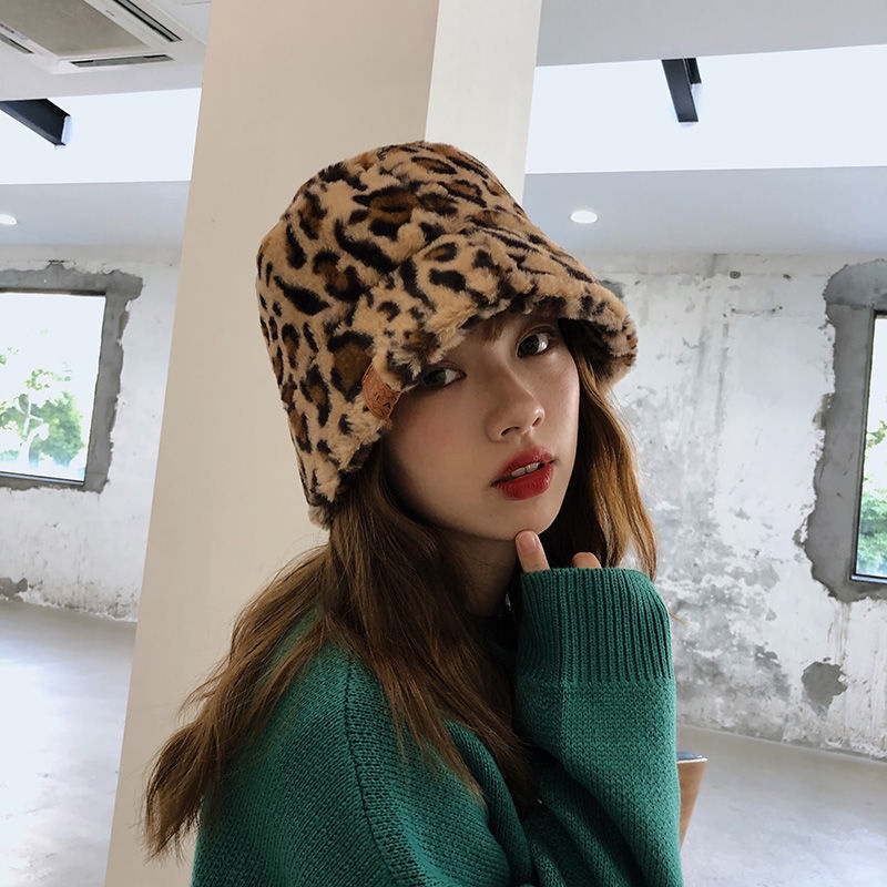 Nón bucket họa tiết da báo phong cách retro thời trang cho nữ