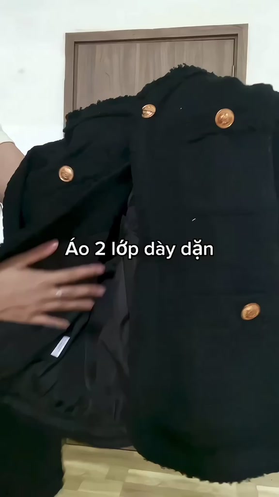 Áo khoác dạ Tweed Hàn Quốc, chất liệu dày dặn mềm mịn, 2 lớp cúc kim loại mạ vàng- hàng sẵn | BigBuy360 - bigbuy360.vn